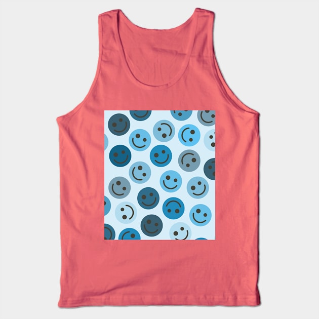 Blue Happy Faces Tank Top by gray-cat